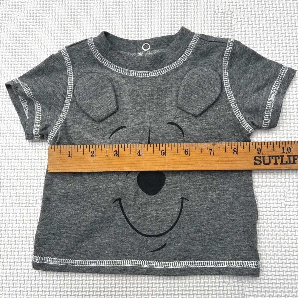 Disney Baby Pooh Shirt 3M Gray Short Sleeve Graphic Tee Cute Soft Infant Top - Picture 5 of 6